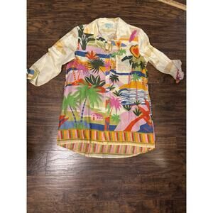 True Destinations Resort Wear Button Up Top Womens Tropical Tunic NWT Sz:XS
